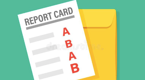 Graphic of report card reading A B A B . Green Background