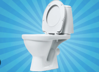 Toilet against blue background