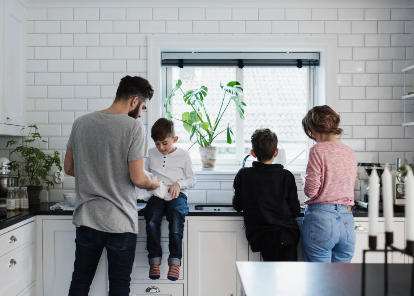 Family in kitchen