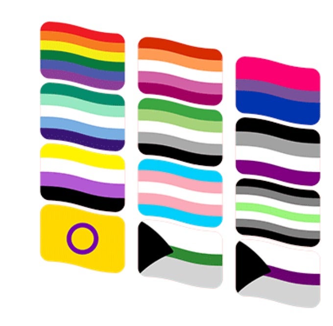 An array of different Pride Flags 