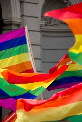 Pride flags blowing in the wind