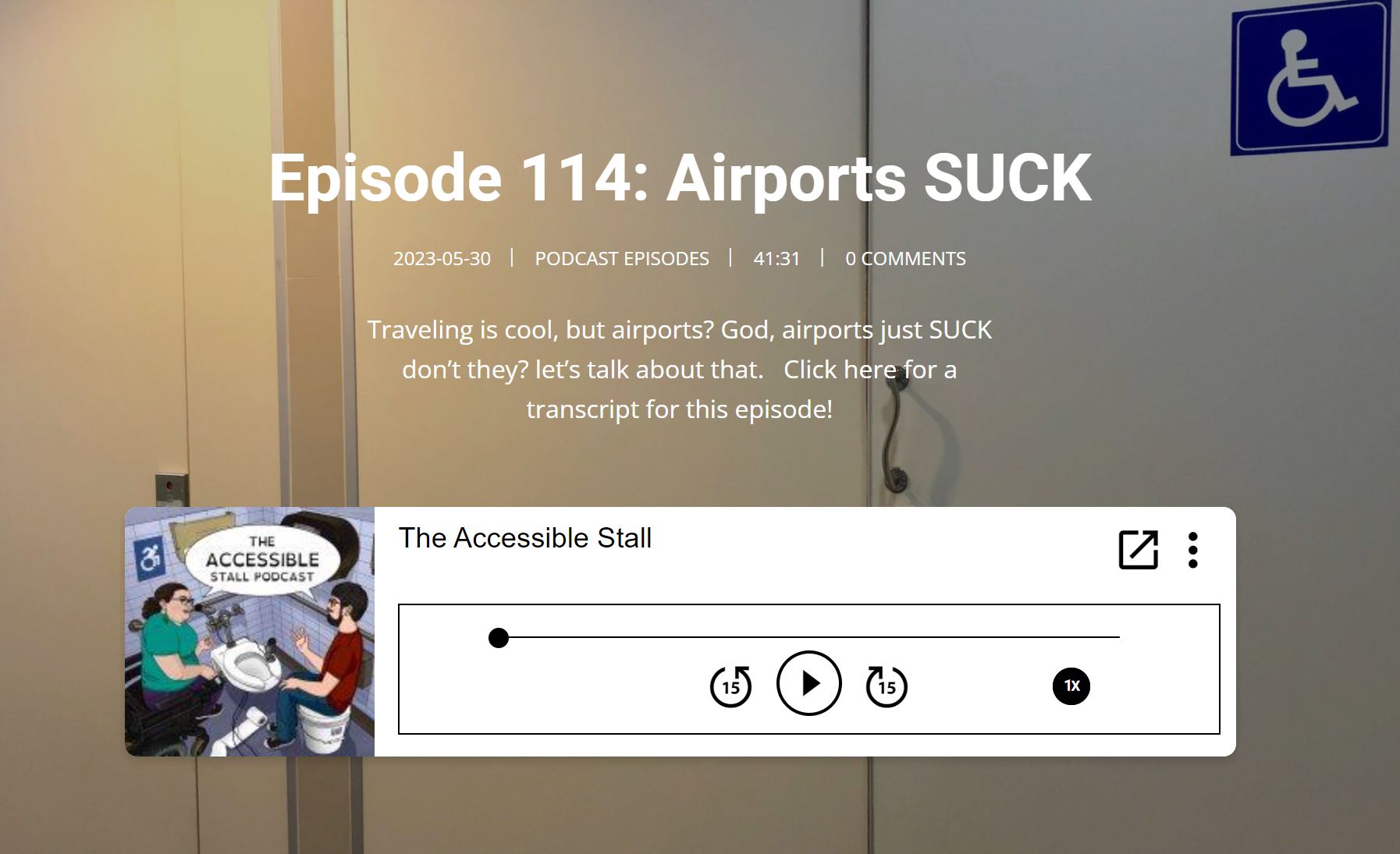 screenshot of the acessible stall podcast website